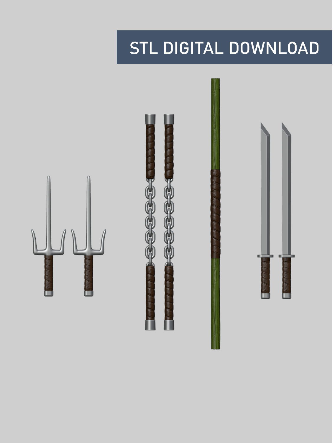 Turtles - Weapons Accessory Pack - Digital STL File Download