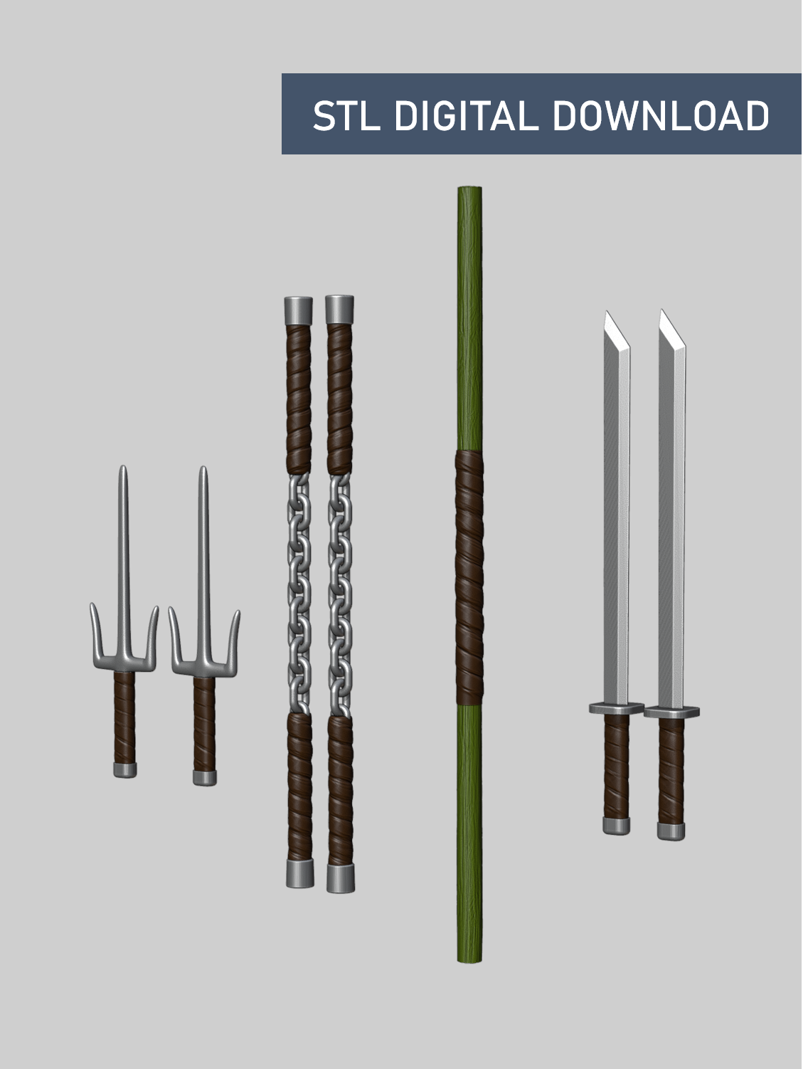 Turtles - Weapons Accessory Pack - Digital STL File Download